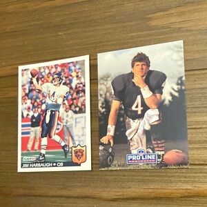 (2) JIM HARBAUGH trading cards.